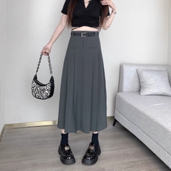 Chân Váy Xoè Xếp Ly Dáng Dài Bigsize 60kg - 95kg Lưng Cao Chất Cotton Lạnh