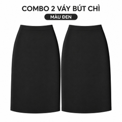 Combo 2 chân váy bút chì công sở bigsize 60kg - 100kg mặc đi làm, đi học đen