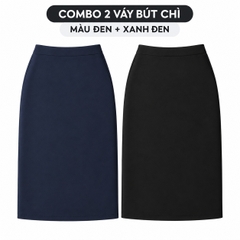 Combo chân váy bút chì công sở bigsize 60kg - 100kg mặc đi làm, đi học đen - xanh đen