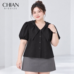 Áo sơ mi bigsize 60kg - 95kg kiểu nơ cổ dây lưng phù hợp mặc đi chơi du lịch
