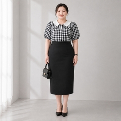 Áo sơ mi caro cổ sen bigsize 60kkg-90kg mặc công sở đi làm đi chơi