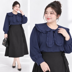 Áo Sơ Mi Bigsize Nữ 60kg - 100kg Cổ Nơ Bèo Phù Hợp Mặc Đi Làm , Đi Học, Đi Chơi