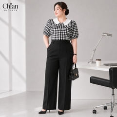 Áo sơ mi caro cổ sen bigsize 60kkg-90kg mặc công sở đi làm đi chơi