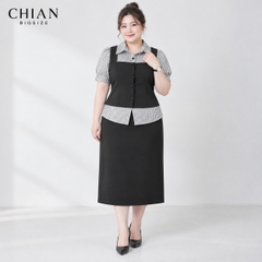 Áo sơ mi nữ Bigsize 60kg - 90kg Dáng Giả Gile Phối Sọc