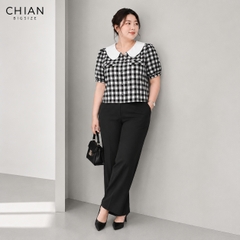 Áo sơ mi caro cổ sen bigsize 60kkg-90kg mặc công sở đi làm đi chơi