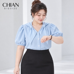 Áo sơ mi bigsize 60kg - 95kg kiểu nơ cổ dây lưng phù hợp mặc đi chơi du lịch