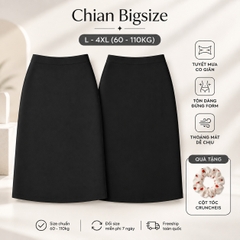 Combo 2 chân váy bút chì công sở bigsize 60kg - 100kg mặc đi làm, đi học đen