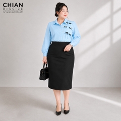 Áo sơ mi bigsize 60kg - 95kg phối lưới đính nơ mặc đi làm đi học