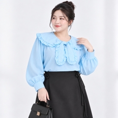 Áo Sơ Mi Bigsize Nữ 60kg - 100kg Cổ Nơ Bèo Phù Hợp Mặc Đi Làm , Đi Học, Đi Chơi