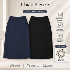 Combo chân váy bút chì công sở bigsize 60kg - 100kg mặc đi làm, đi học đen - xanh đen