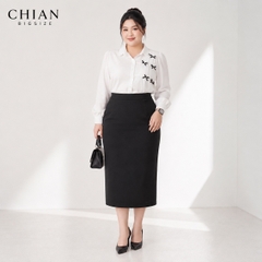 Áo sơ mi bigsize 60kg - 95kg phối lưới đính nơ mặc đi làm đi học
