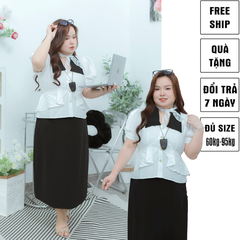 [MUA1TẶNG1]Áo sơ mi peplum công sở 60kg - 95kg bigsize sơ mi mặc đi chơi đi học