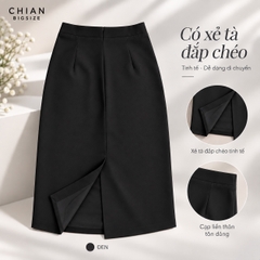 Combo 2 chân váy bút chì công sở bigsize 60kg - 100kg mặc đi làm, đi học đen