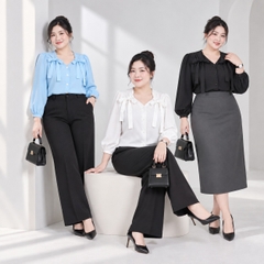 Áo sơ mi cột nơ vai bigsize 55Kg - 95kg áo sơ mi bigsize công sở áo sơ mi dễ thương