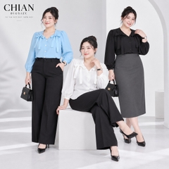 Áo sơ mi cột nơ vai bigsize 55Kg - 95kg áo sơ mi bigsize công sở áo sơ mi dễ thương