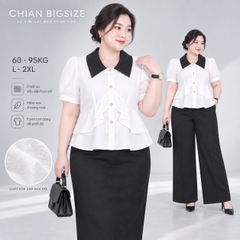 Áo sơ mi peplum công sở 60kg - 95kg bigsize sơ mi mặc đi chơi đi học