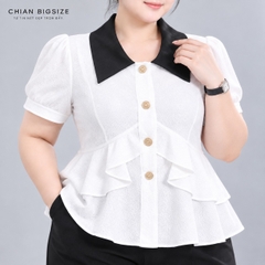 Áo sơ mi peplum công sở 60kg - 95kg bigsize sơ mi mặc đi chơi đi học