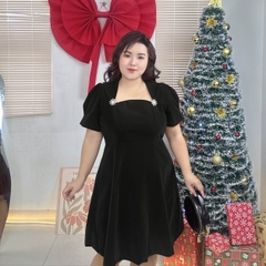 Đầm nhung kem tag đá cao cấp bigsize 60kg - 95kg