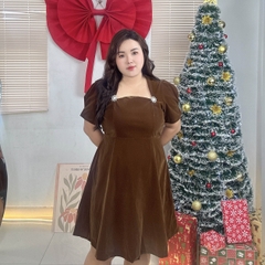 Đầm nhung kem tag đá cao cấp bigsize 60kg - 95kg