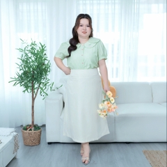Áo sơ mi nữ bigsize 60kg - 95kg cổ sen thêu hoa - Chất cotton mềm mịn, phong cách vintage
