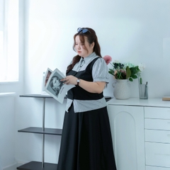 Áo sơ mi nữ Bigsize 60kg - 90kg Dáng Giả Gile Phối Sọc