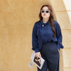Áo sơ mi nữ bigsize size 60kg - 100kg kiểu dáng cổ lệch sang trọng thanh lịch