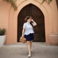 Áo sơ mi nữ bigsize 60kg - 100kg dáng bèo 2 bên eo cột nơ