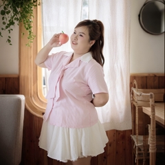 Áo sơ mi bigsize nữ 60kg - 100kg cổ sơ mi caravat phù hợp mặc đi làm đi học, đi chơi