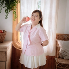 Áo sơ mi bigsize nữ 60kg - 100kg cổ sơ mi caravat phù hợp mặc đi làm đi học, đi chơi