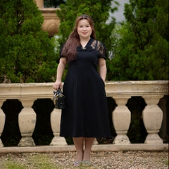 CA030016 Đầm nữ bigsize 60kg - 100kg chất liệu tuyết mưa phối ren đính tag đá co giãn nhẹ có túi phù hợp mặc đi làm, đi học , đi chơi