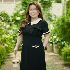 CA030018-Đầm công sở bigsize nữ 60kg - 100kg phối cổ có nắp túi phù hợp mặc đi làm, đi tiệc, đi chơi