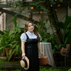 CA030021-Đầm bigsize nữ 60kg - 100kg phối sọc cổ sơ mi phù hợp mặc đi làm , đi tiệc