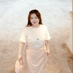 Áo thun bigsize nữ 60kg - 100kg đính hoa nổi tay bèo phù hợp mặc đi làm đi học đi chơi