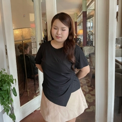 Áo thun bigsize nữ 60kg - 90kg kiểu dáng đắp chéo phù hợp mặc đi học, đi làm, đi chơi