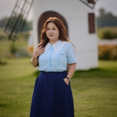 Áo sơ mi bigsize nữ 60kg - 100kg cổ phối ren phù hợp mặc đi làm đi học đi chơi