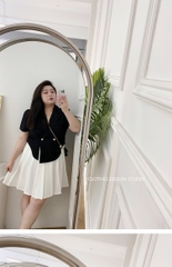 Sét áo vest xẻ tà chân váy dáng xoè bigsize 60kg - 95kkg phù hợp mặc đi làm đi chơi đi tiệc