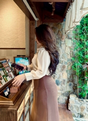 Áo sơ mi big size nữ cổ nơ 60kg - 100kg chất lụa tằm gân mặc đi làm sang trọng