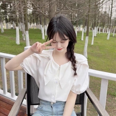 Áo sơ mi bigsize 60kg - 95kg kiểu nơ cổ dây lưng phù hợp mặc đi chơi du lịch