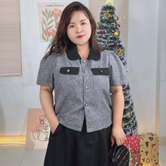 Áo sơ mi bigsize 60kg-95kg chất bố mềm cổ phối màu sang trọng