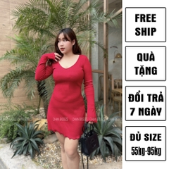 MUA1TẶNG1 - ĐẦM BIGSIZE ÔM TAY DÀI GÂN TĂM