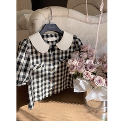 Áo sơ mi caro cổ sen bigsize 60kkg-90kg mặc công sở đi làm đi chơi