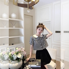 Áo sơ mi caro cổ sen bigsize 60kkg-90kg mặc công sở đi làm đi chơi