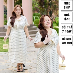 CA030030-Đầm bigsize 60kg - 100kg chấm bi phù hợp mặc đi làm, đi tiệc , đi chơi