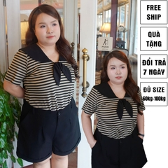 Áo thun sọc cổ thủy thủ bigsize 60kg - 100kg phù hợp mặc đi làm, đi học đi chơi