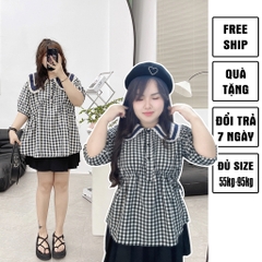 Sét Baby Doll Áo Caro Chân Váy Quần Bigsize (hình và video thật)