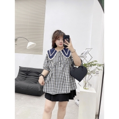 Sét Baby Doll Áo Caro Chân Váy Quần Bigsize (hình và video thật)