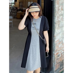 [MUA1TẶNG1] Đầm thun bigsize phối màu( hình video thật )