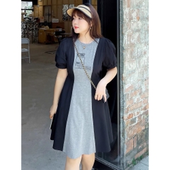 [MUA1TẶNG1] Đầm thun bigsize phối màu( hình video thật )