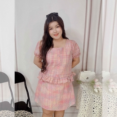 [MUA1TẶNG1] SÉT CARO HỒNG VÁY QUẦN BIGSIZE hình và video thật