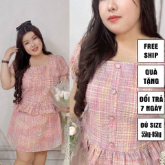 [MUA1TẶNG1] SÉT CARO HỒNG VÁY QUẦN BIGSIZE hình và video thật